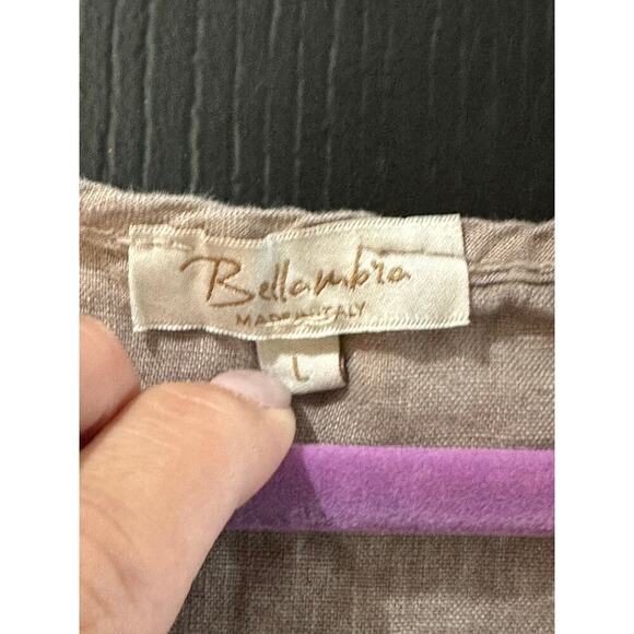 Bellambia Beige Short Sleeve Linen Midi Dress Size Large - Picture 8 of 8